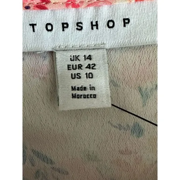 Topshop Women's Floral V-Neck Cropped Wrap Blouse Size 10 Multicolor - Picture 4 of 6